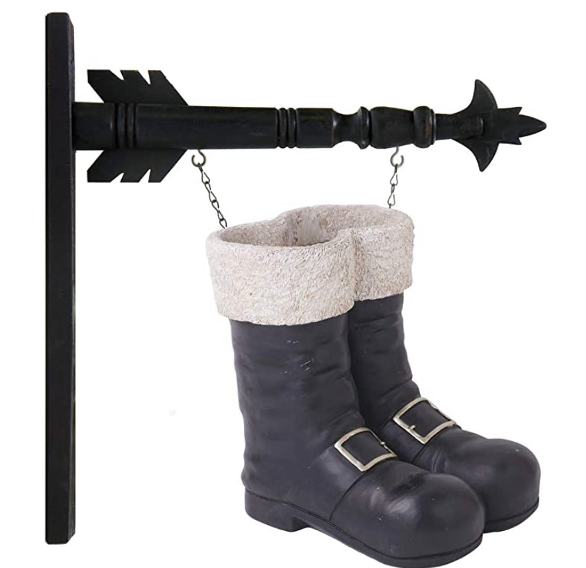 10” Black & White Resin SANTA BOOT Arrow Replacement by K&K Interiors