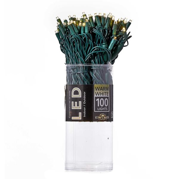 100-Light Warm White LED String Light Set With Green Wire