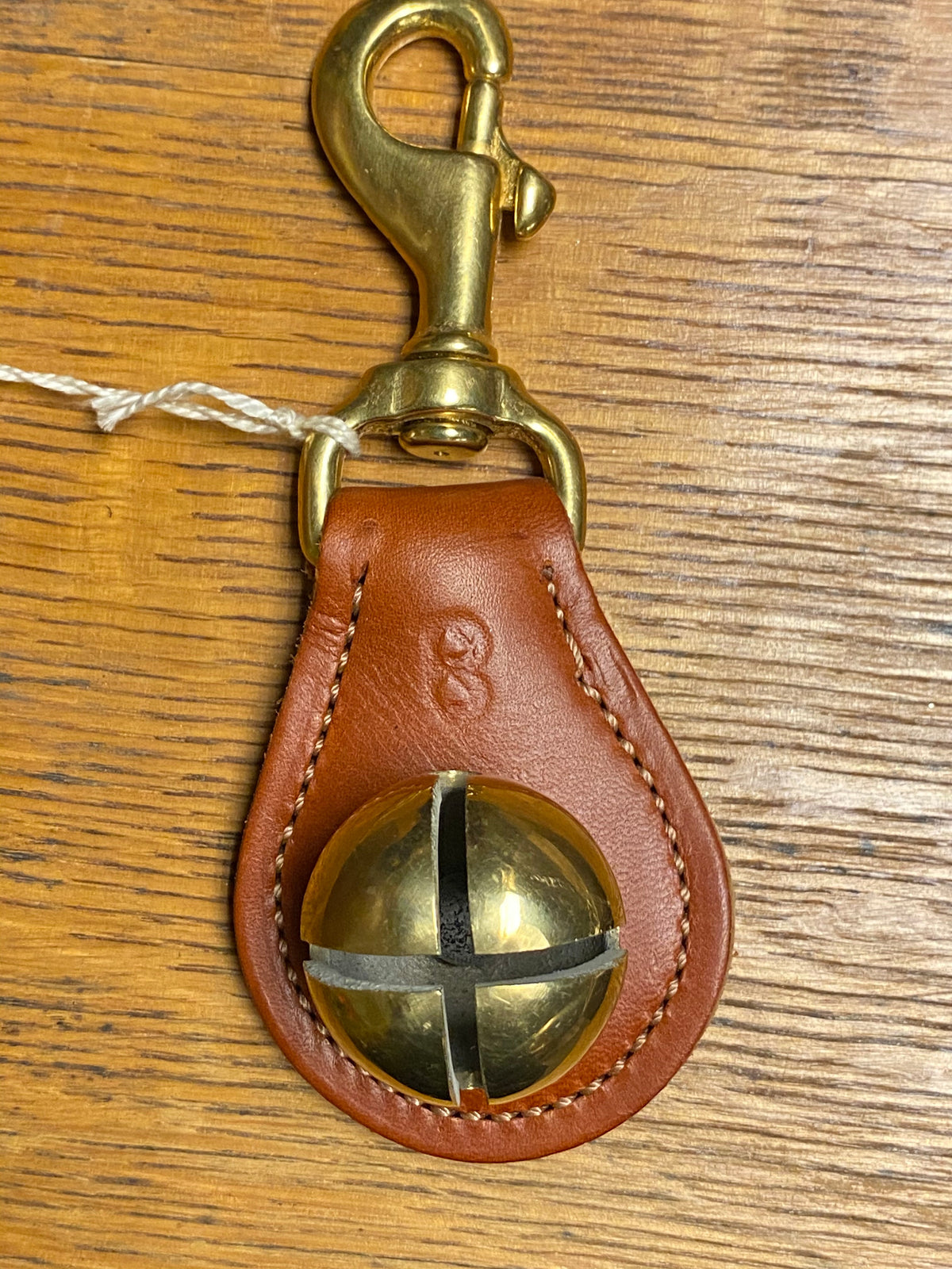 1 SOLID BRASS Limited Bell with Clip, “BEAR BEWARE”- CHESTNUT Leather by Belsnickel Bells