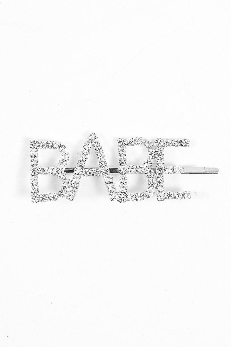 Silver Diamante Babe Slogan Hair Slide - Eriel