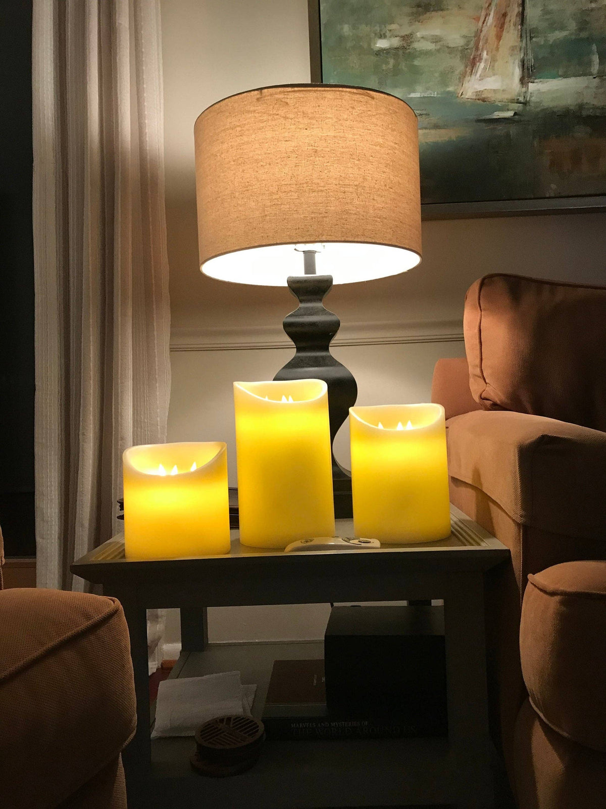 10” LED Candles with 3 Flickering Wicks CREAM