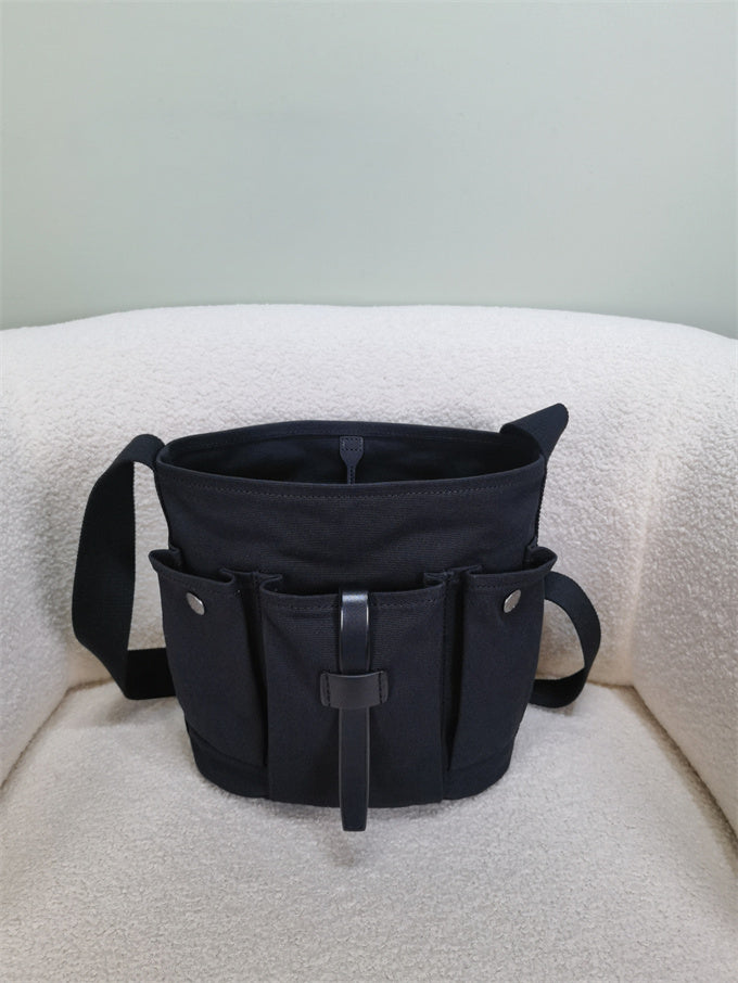 Prada route mini canvas and leather bucket bag